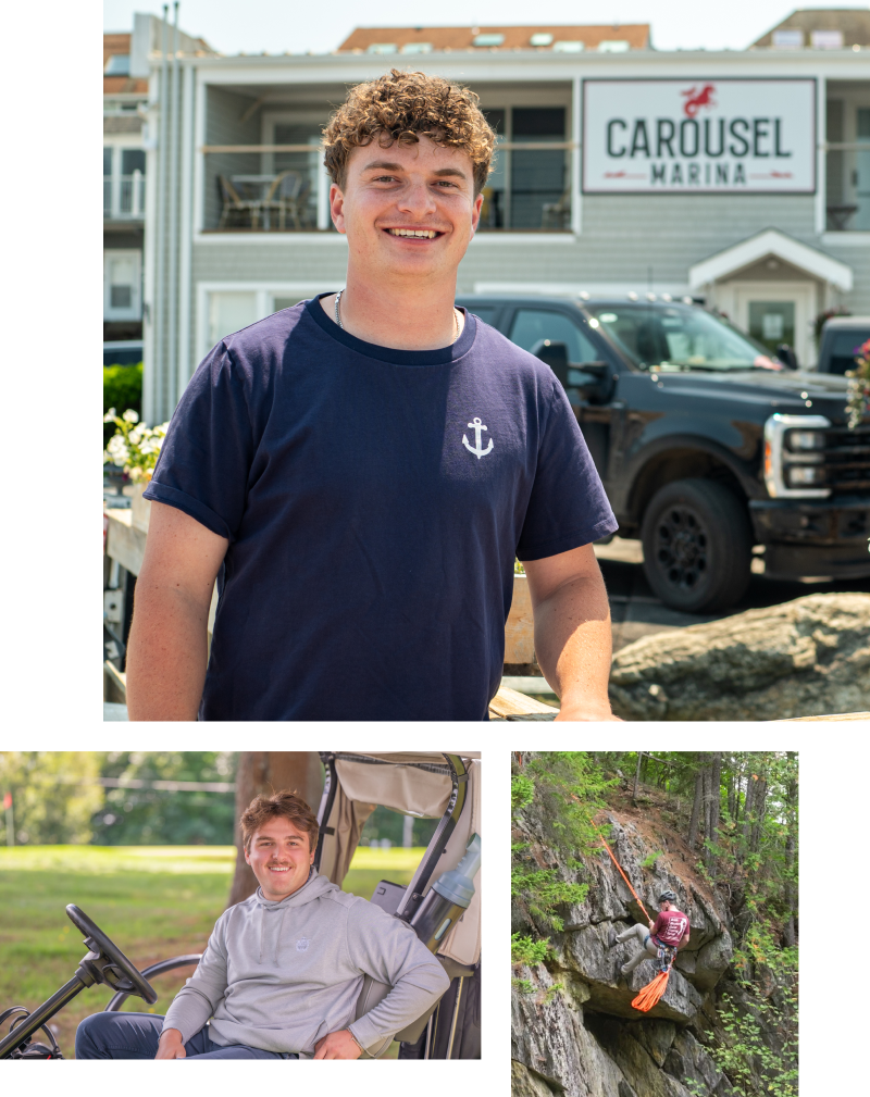 students outdoors working